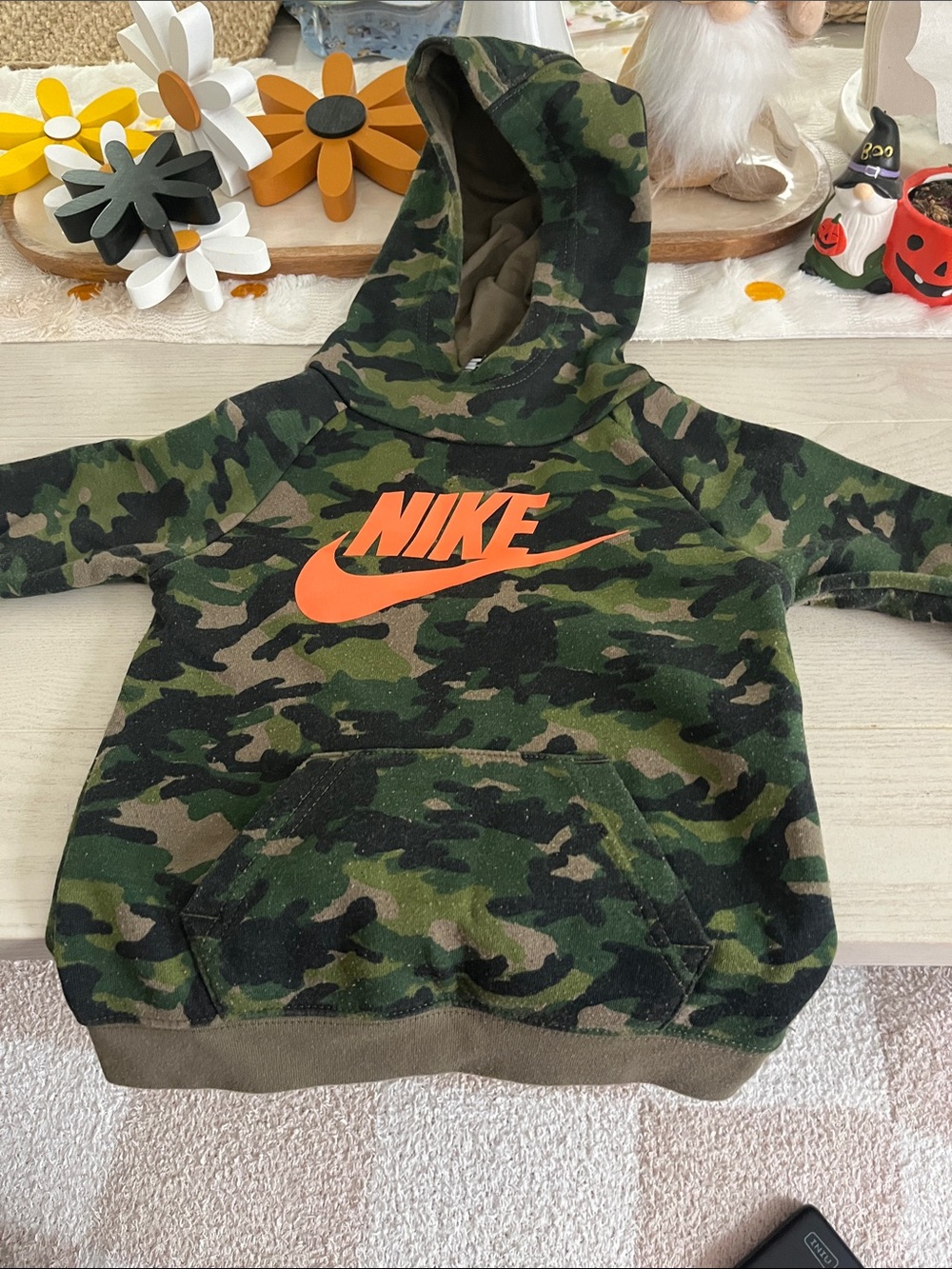 Nike Camo Hoodie with Bright Orange Logo
